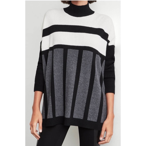 BCBGMaxAzria Color Block Funnel Neck Tunic Sweater Size XXS - Picture 1 of 10
